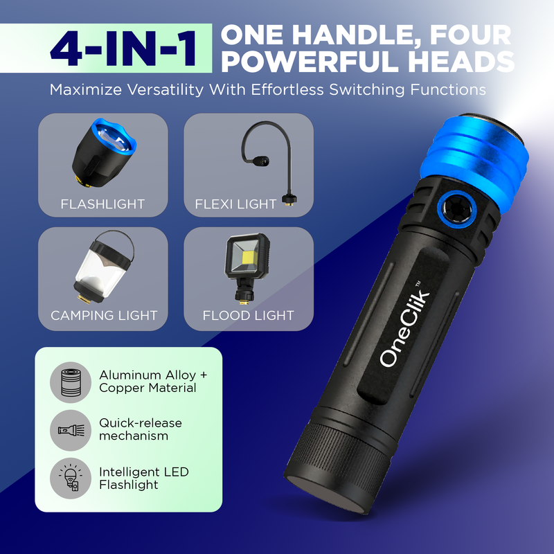 Load image into Gallery viewer, ONECLIK LED MULTI HEAD TORCH KIT- ideal gift idea
