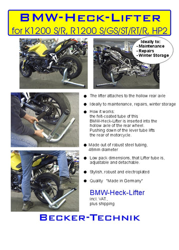 Becker bike lifter BMW K1200R, S, R1200GS, GSA, R, S, RT, ST, R, HP2 - K1200R, K1200S, R1200GS, R1200GSA, R1200R, R1200S, R1200RT, R1200ST, HP2