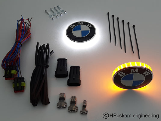 BMW LED EMBLEM INDICATOR WITH RUNNING LIGHTS (SET) 70 MM - IP67 RATED.