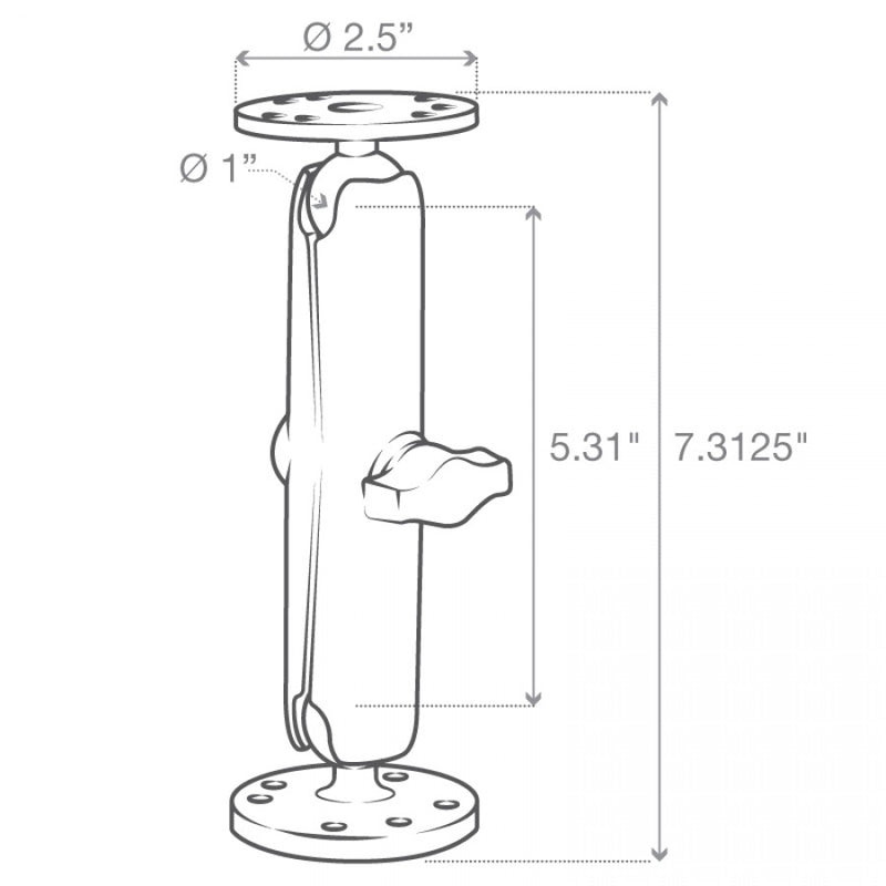 Load image into Gallery viewer, RAM-B-101-C RAM® Universal Long Double Ball Mount with Two Round Plates
