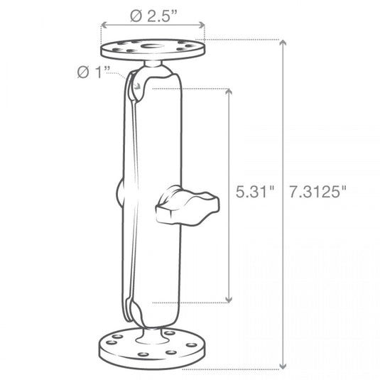 RAM-B-101-C RAM® Universal Long Double Ball Mount with Two Round Plates