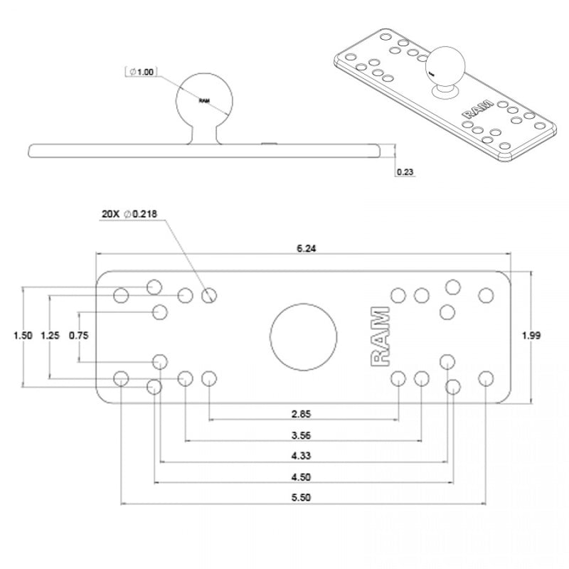 Load image into Gallery viewer, RAM-B-111B Marine Electronics Base Plate 1&quot; Ball
