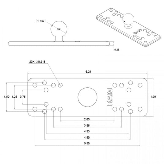 RAM-B-111B Marine Electronics Base Plate 1