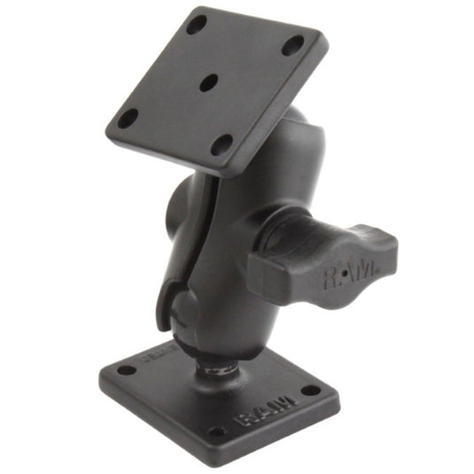 RAM-B-141-A 1" Ball Mount with Short Double Socket Arm & 2" x 1.7" Rectangular Plates AMPs Hole Pattern