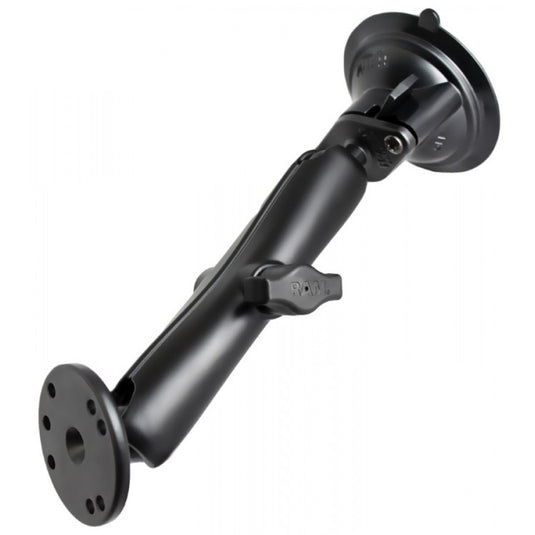 RAM-B-166-C-202 Twist Lock Suction Mount, Long 1" Ball Arm & Round Base