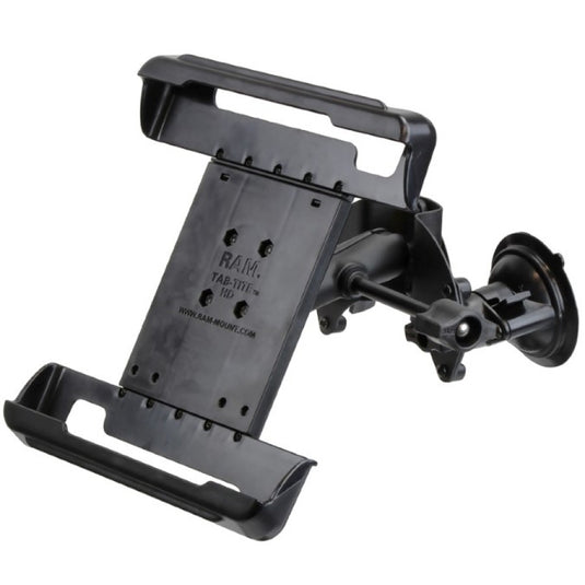 RAM-B-189-PIV1-TAB10-ALA1-KR Dual Articulating Suction Cup EFB Mount with Arm & Retention Knob, and Large Tab-Tite Tablet Holder