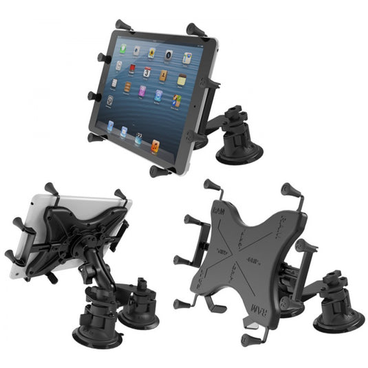 RAM-B-189-PIV1-UN9 Universal X-Grip® Holder for 10" Tablets with a Dual Articulating Suction Cup Mount