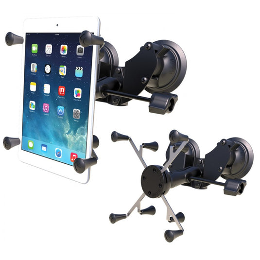 RAM-B-189-UN8-ALA1-KR Dual Suction Cup EFB Mount with Retention Knob, and X-Grip Holder for 8" Tablets