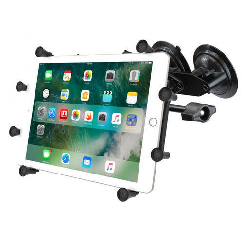 RAM-B-189-UN9-FRO1-KR Dual Suction Cup EFB Mount and X-Grip Holder for 10