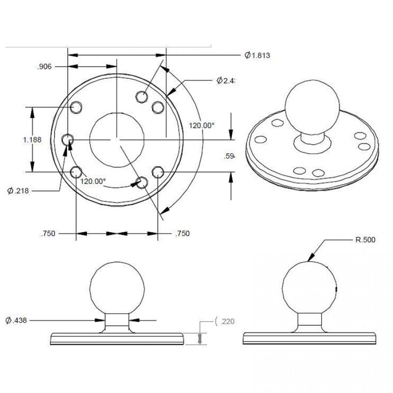 Load image into Gallery viewer, RAM-B-202 1&quot; Ball Round Base with AMPS Pattern
