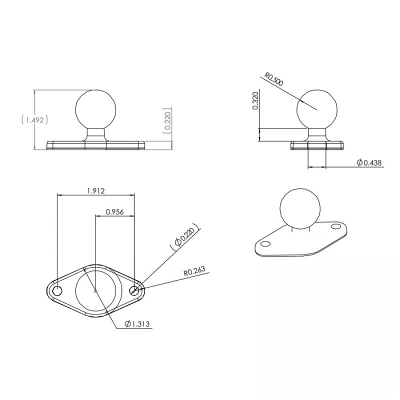 Load image into Gallery viewer, RAM-B-238 Diamond Base with 1&quot; Ball
