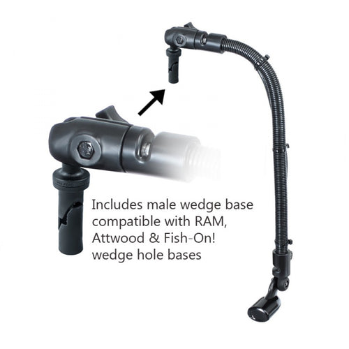 RAM-B-316-18-TRA1-354-75 RAM Transducer Arm Mount with Male Wedge Base for RAM, Attwood and Fish-On! Wedge Hole Bases