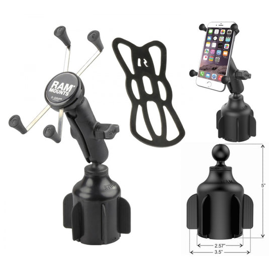 RAP-B-299-4-UN10 Stubby Cup Holder Mount with Universal X-Grip® Large Phone & Phablet Holder