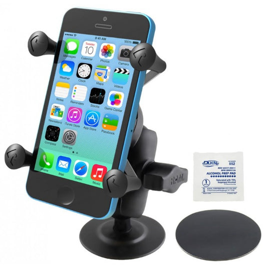 RAP-B-378-A-UN7 PSA Adhesive Mount with Short Double Socket Arm & Universal X-Grip® Cell Phone Holder