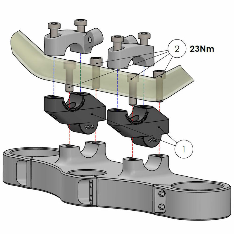 Load image into Gallery viewer, Voigt Handlebar risers 30mm with offset 21mm for Honda CMX 1100 REBEL (SC83) 21-&gt; black anodized
