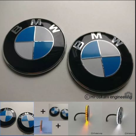 BMW LED EMBLEM INDICATOR LIGHTS WITH RUNNING LIGHTS (SET) 68 MM - IP67 RATED.