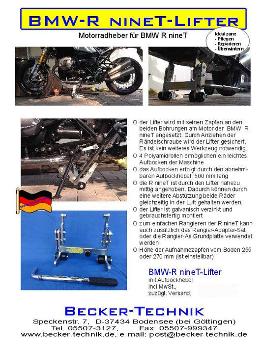 Becker BMW R9T bike lifter - BMW R9T lifter