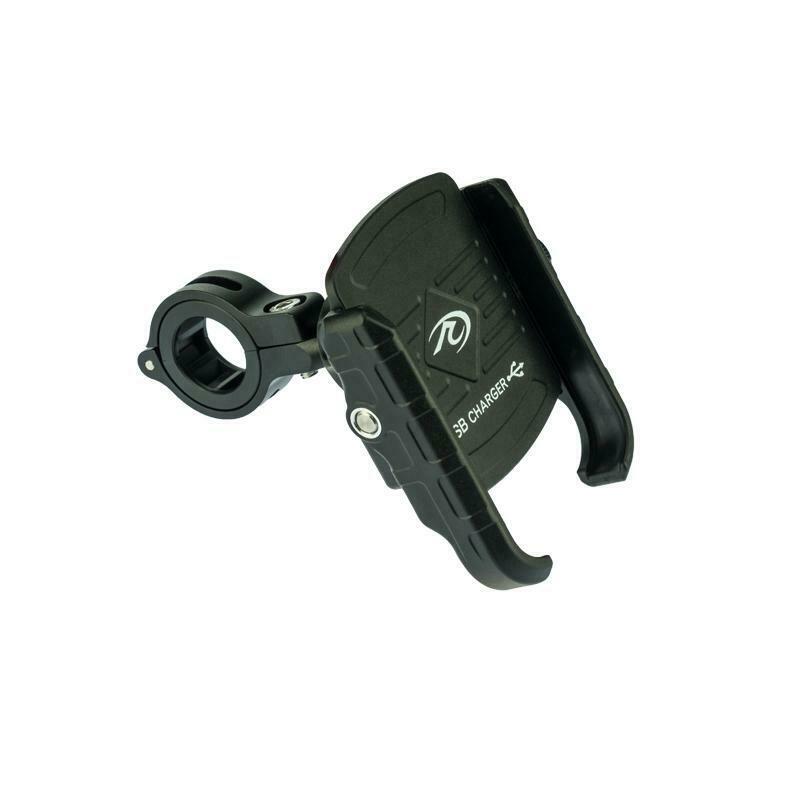 Load image into Gallery viewer, UNIVERSAL MOTORCYCLE PHONE MOUNT WITH USB CHARGE PORT BLACK-Rocky Creek PA020
