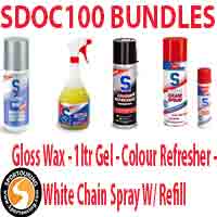 SDOC100 BUNDLE DEAL - GLOSS WAX - 1LTR GEL - COLOUR REFRESHER = WHITE CHAIN SPRAY W/ REFILL