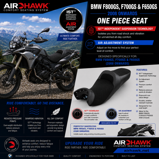 Airhawk® BMW F 800 and 700 GS Motorcycle Seat | 2008-2024