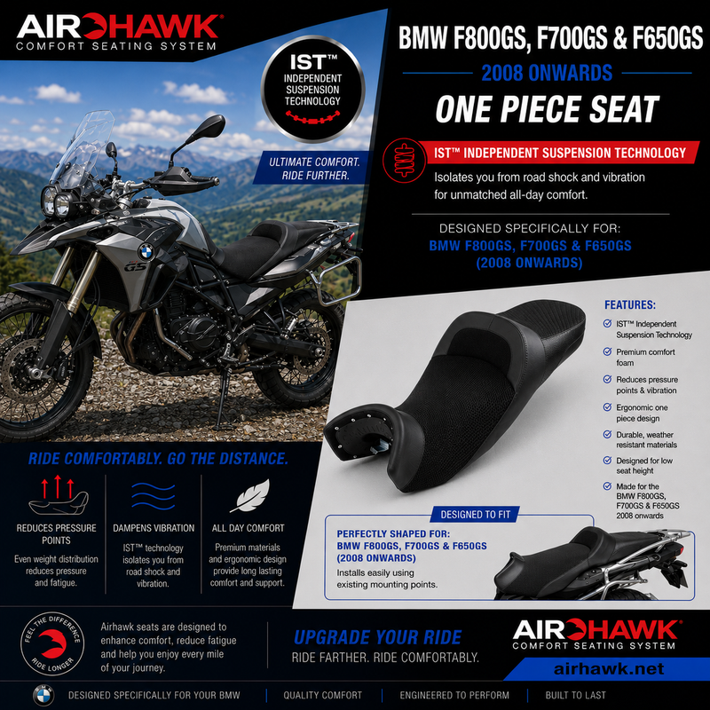 Load image into Gallery viewer, Airhawk® BMW F 800 and 700 GS Motorcycle Seat | 2008-2024 IST ONLY
