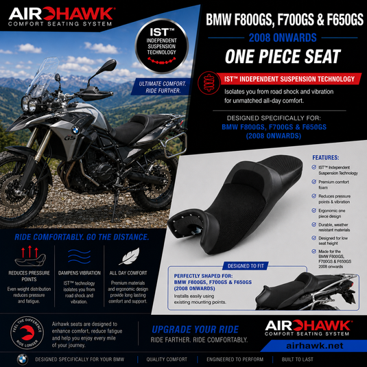 Airhawk® BMW F 800 and 700 GS Motorcycle Seat | 2008-2024 IST ONLY